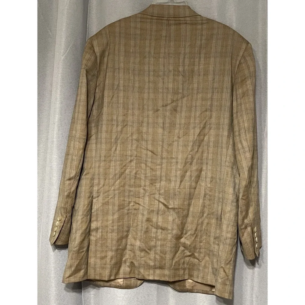 Isaia Napoli Jacket Mens 3Button SportCoat 140s Wool Brown Plaid 56IT US46 Flaws